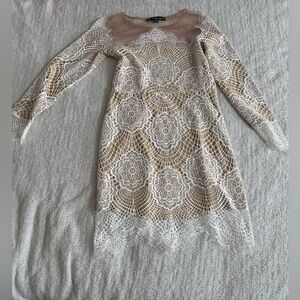 For Love And Lemons White and Tan Lace Dress